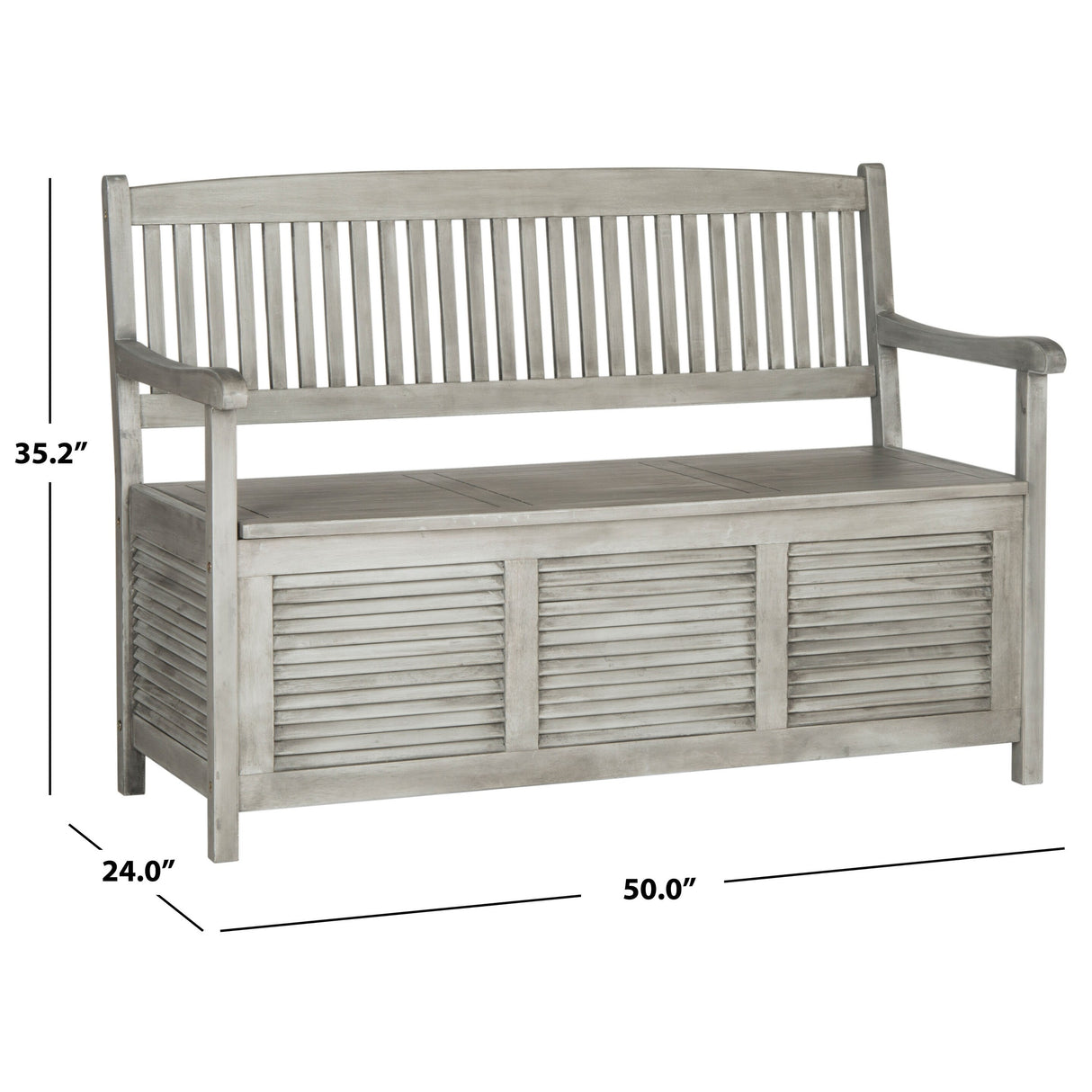 SAFAVIEH Outdoor Melany Storage Bench - 50Wx24Dx35H