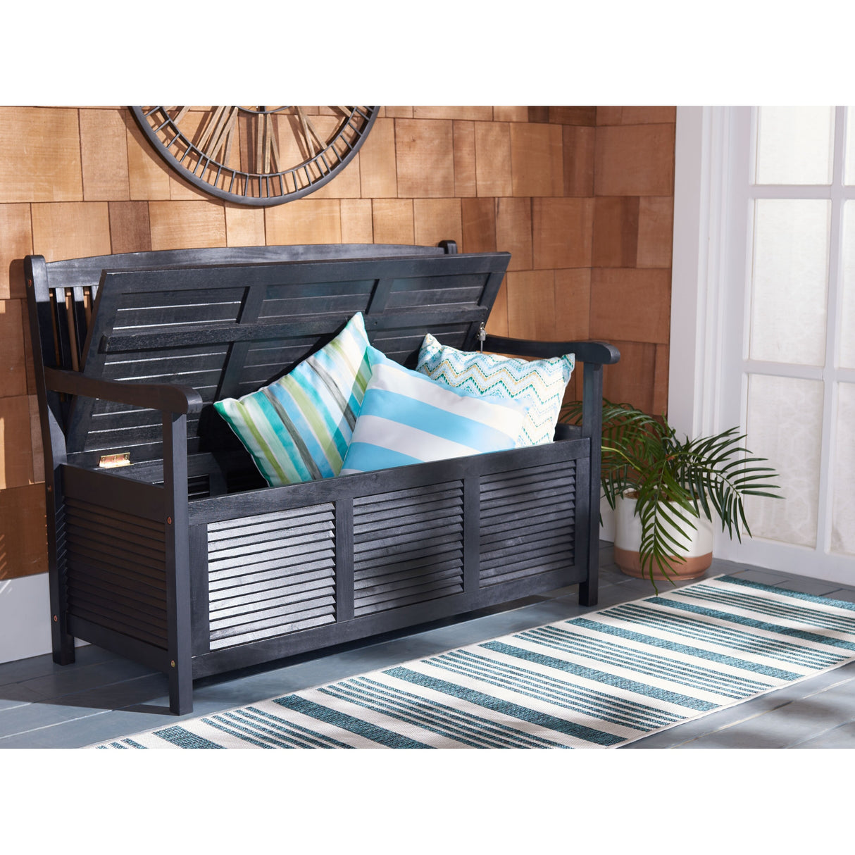 SAFAVIEH Outdoor Melany Storage Bench - 50Wx24Dx35H