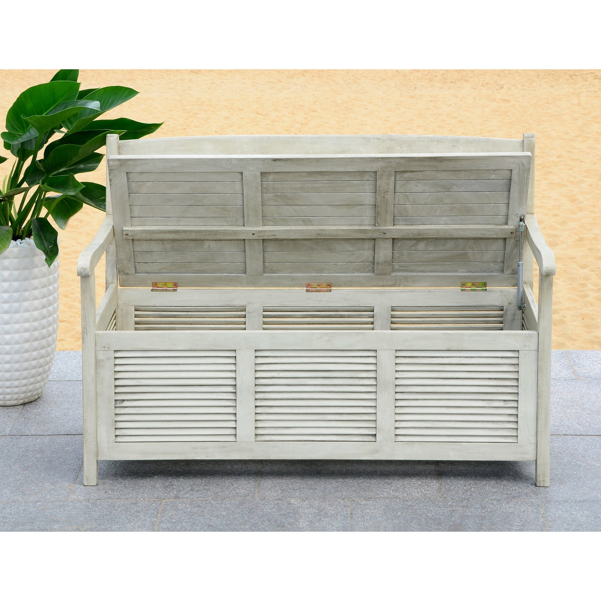 SAFAVIEH Outdoor Melany Storage Bench - 50Wx24Dx35H