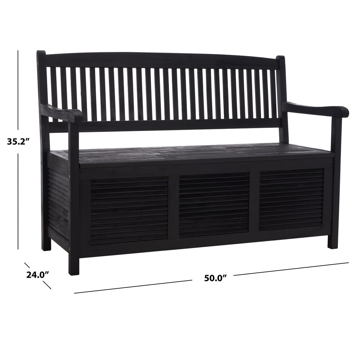 SAFAVIEH Outdoor Melany Storage Bench - 50Wx24Dx35H