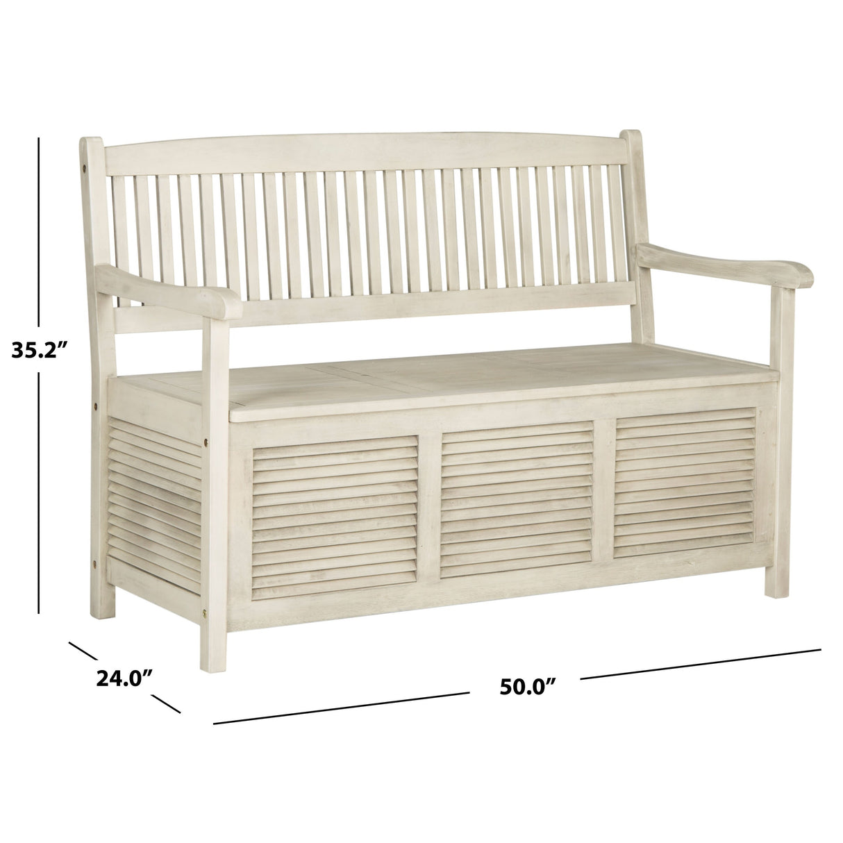 SAFAVIEH Outdoor Melany Storage Bench - 50Wx24Dx35H