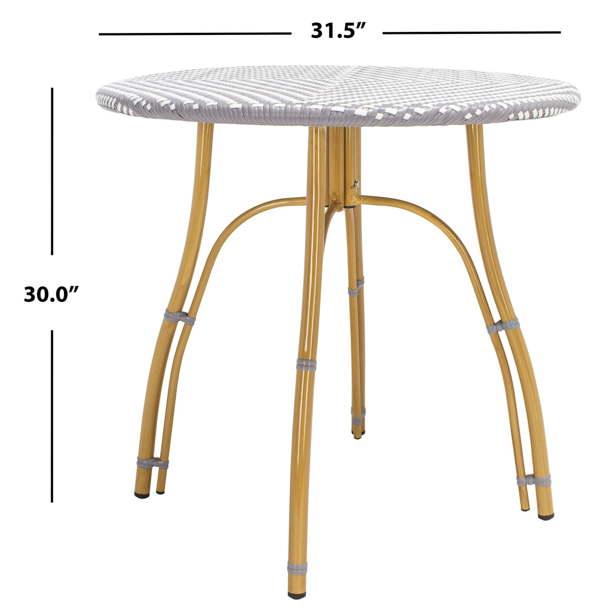 SAFAVIEH Outdoor Myah Rattan Bistro Table - 31.5" W x 31.5" L x 30" H - 32Wx32Dx30H