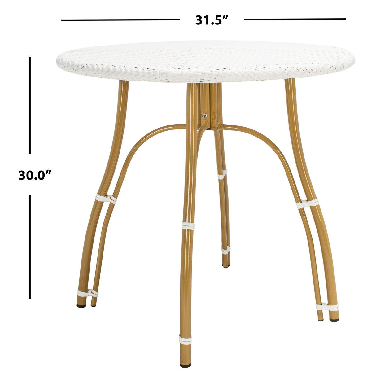 SAFAVIEH Outdoor Myah Rattan Bistro Table - 31.5" W x 31.5" L x 30" H - 32Wx32Dx30H