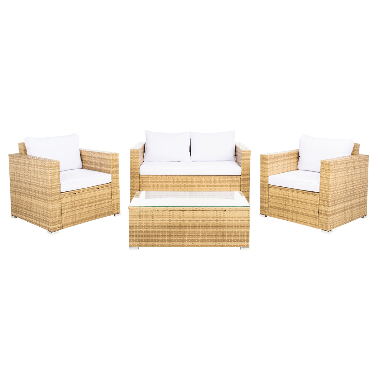 SAFAVIEH Outdoor Natalee Wicker 4-Piece Patio Set - 50W x 27D x 28H