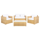 SAFAVIEH Outdoor Natalee Wicker 4-Piece Patio Set - 50W x 27D x 28H