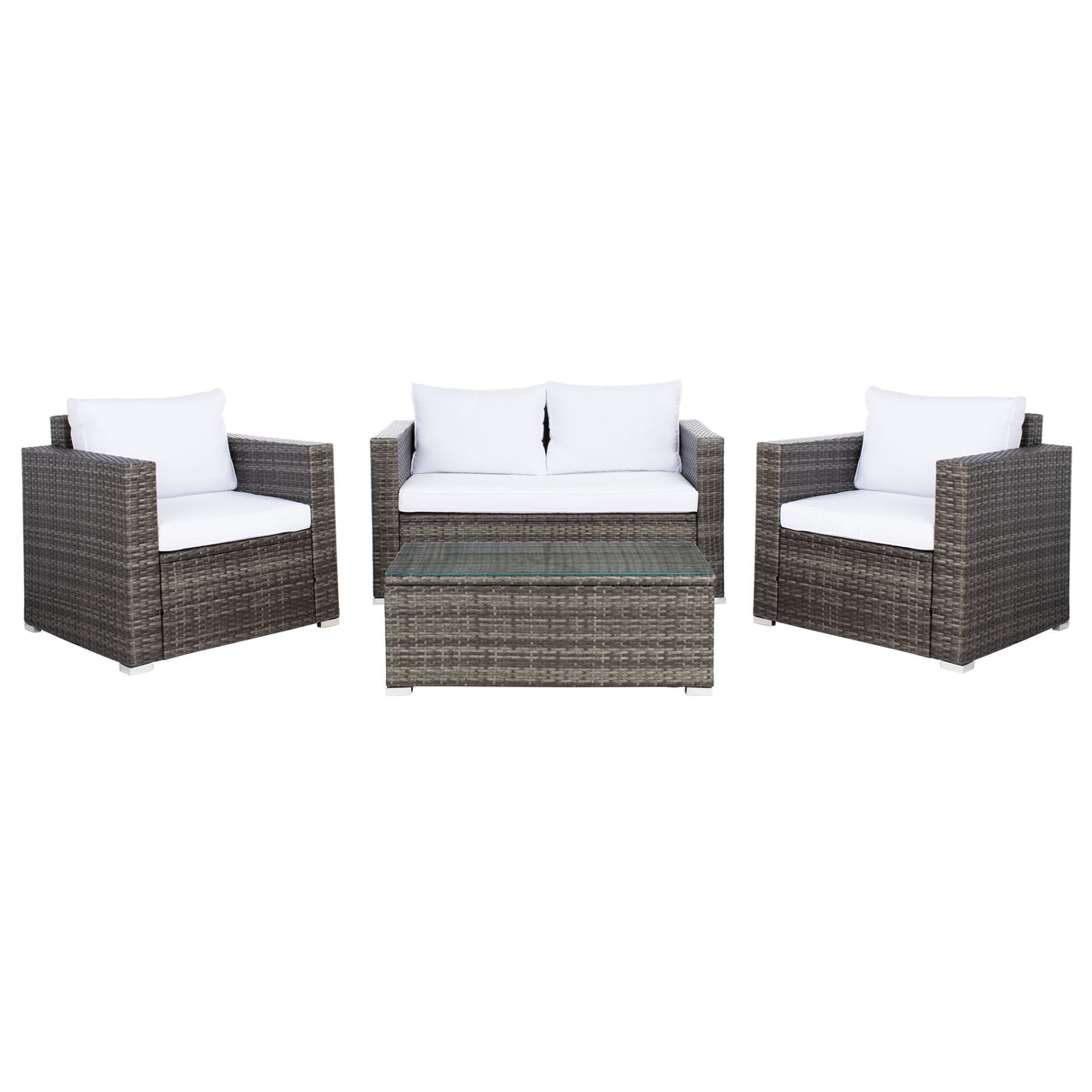 SAFAVIEH Outdoor Natalee Wicker 4-Piece Patio Set - 50W x 27D x 28H