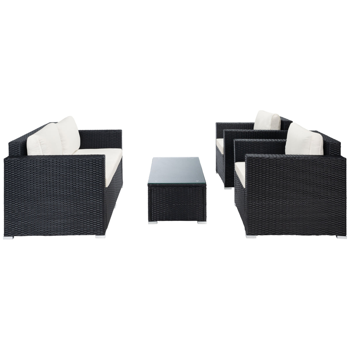 SAFAVIEH Outdoor Natalee Wicker 4-Piece Patio Set - 50W x 27D x 28H