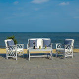 SAFAVIEH Outdoor Nayely 4-Piece Acacia Solid Wood Conversation Patio Set - 47W x 33D x 26H