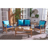 SAFAVIEH Outdoor Nayely 4-Piece Acacia Solid Wood Conversation Patio Set - 47W x 33D x 26H