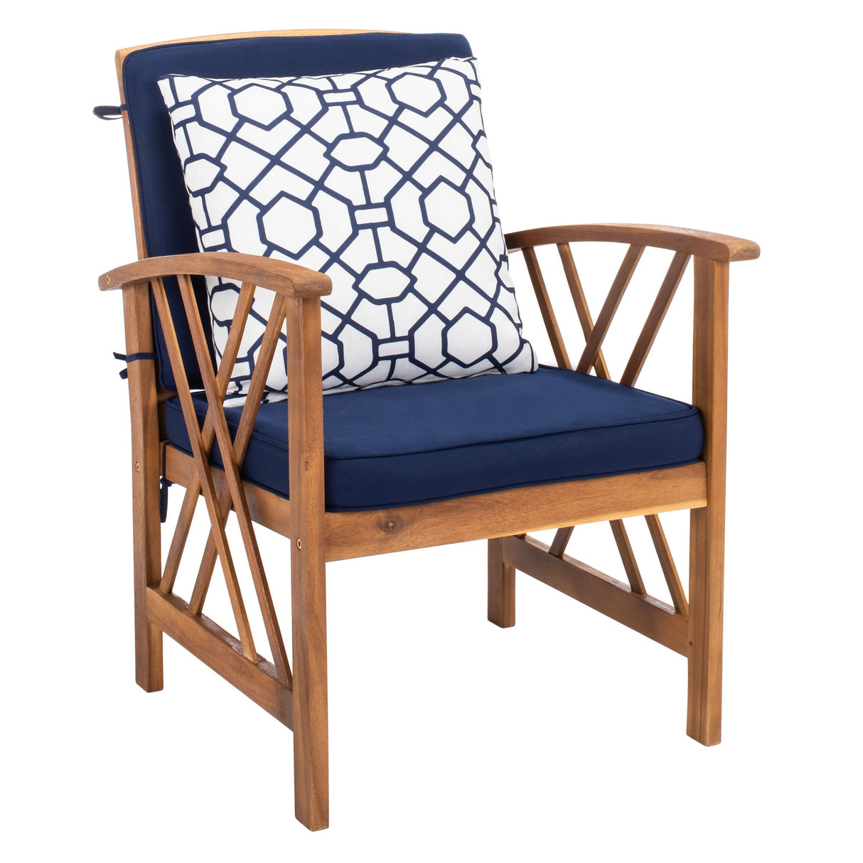 SAFAVIEH Outdoor Nayely 4-Piece Acacia Solid Wood Conversation Patio Set - 47W x 33D x 26H