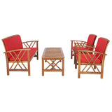 SAFAVIEH Outdoor Nayely 4-Piece Acacia Solid Wood Conversation Patio Set - 47W x 33D x 26H