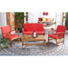 SAFAVIEH Outdoor Nayely 4-Piece Acacia Solid Wood Conversation Patio Set - 47W x 33D x 26H