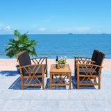 SAFAVIEH Outdoor Nayely 4-Piece Acacia Solid Wood Conversation Patio Set - 47W x 33D x 26H