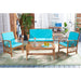 SAFAVIEH Outdoor Nayely 4-Piece Acacia Solid Wood Conversation Patio Set - 47W x 33D x 26H