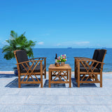 SAFAVIEH Outdoor Nayely 4-Piece Acacia Solid Wood Conversation Patio Set - 47W x 33D x 26H