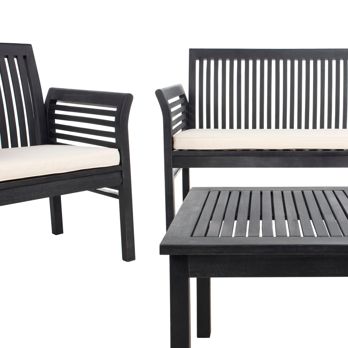 SAFAVIEH Outdoor Pieternel 4-Piece Outdoor Set - 50W x 30D x 24H