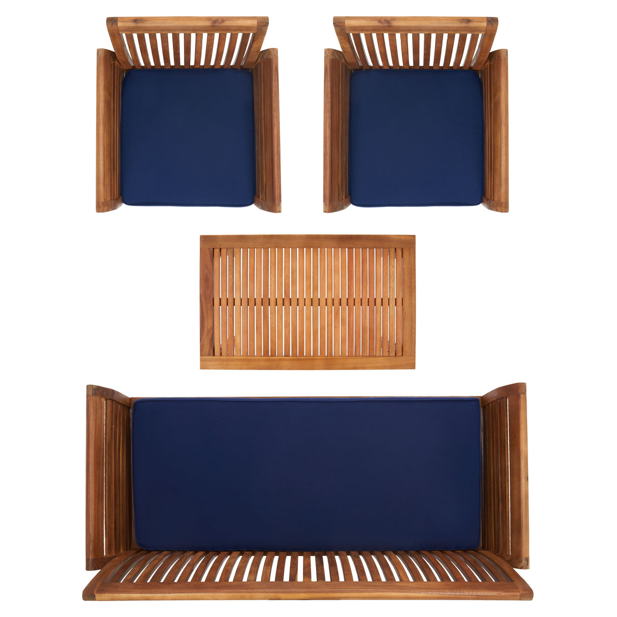 SAFAVIEH Outdoor Pieternel 4-Piece Outdoor Set - 50W x 30D x 24H