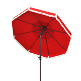 SAFAVIEH Outdoor Presley Fringe 9Ft Double Top Crank Umbrella