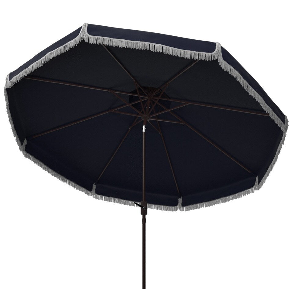 SAFAVIEH Outdoor Presley Fringe 9Ft Double Top Crank Umbrella