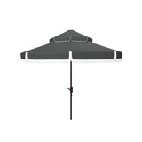 SAFAVIEH Outdoor Presley Fringe 9Ft Double Top Crank Umbrella