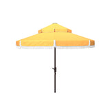 SAFAVIEH Outdoor Presley Fringe 9Ft Double Top Crank Umbrella