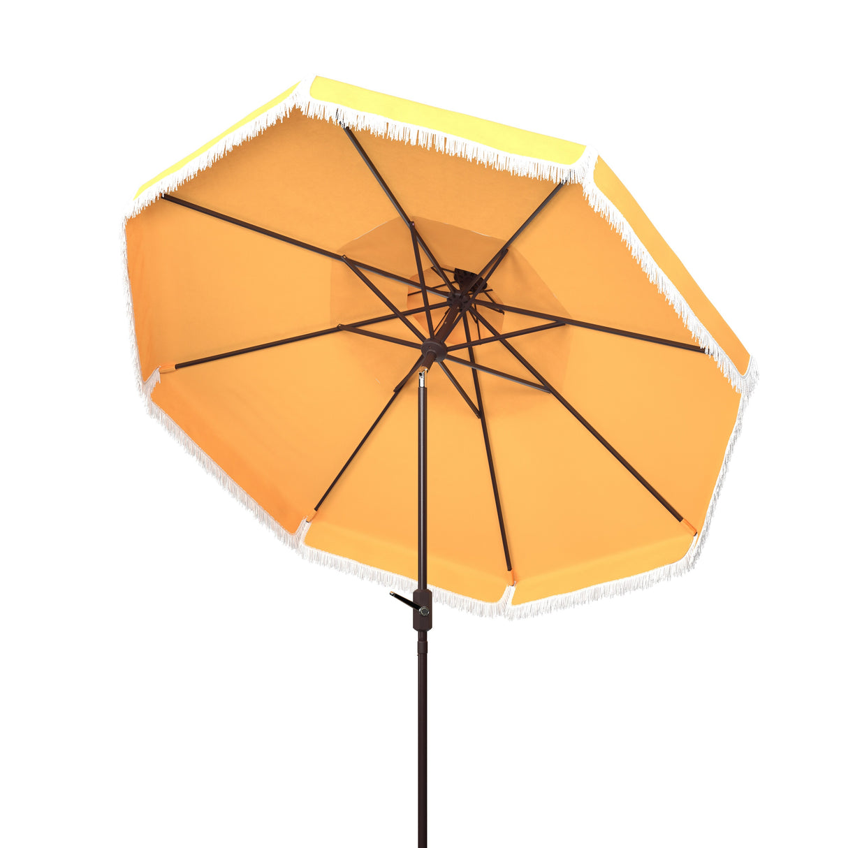 SAFAVIEH Outdoor Presley Fringe 9Ft Double Top Crank Umbrella