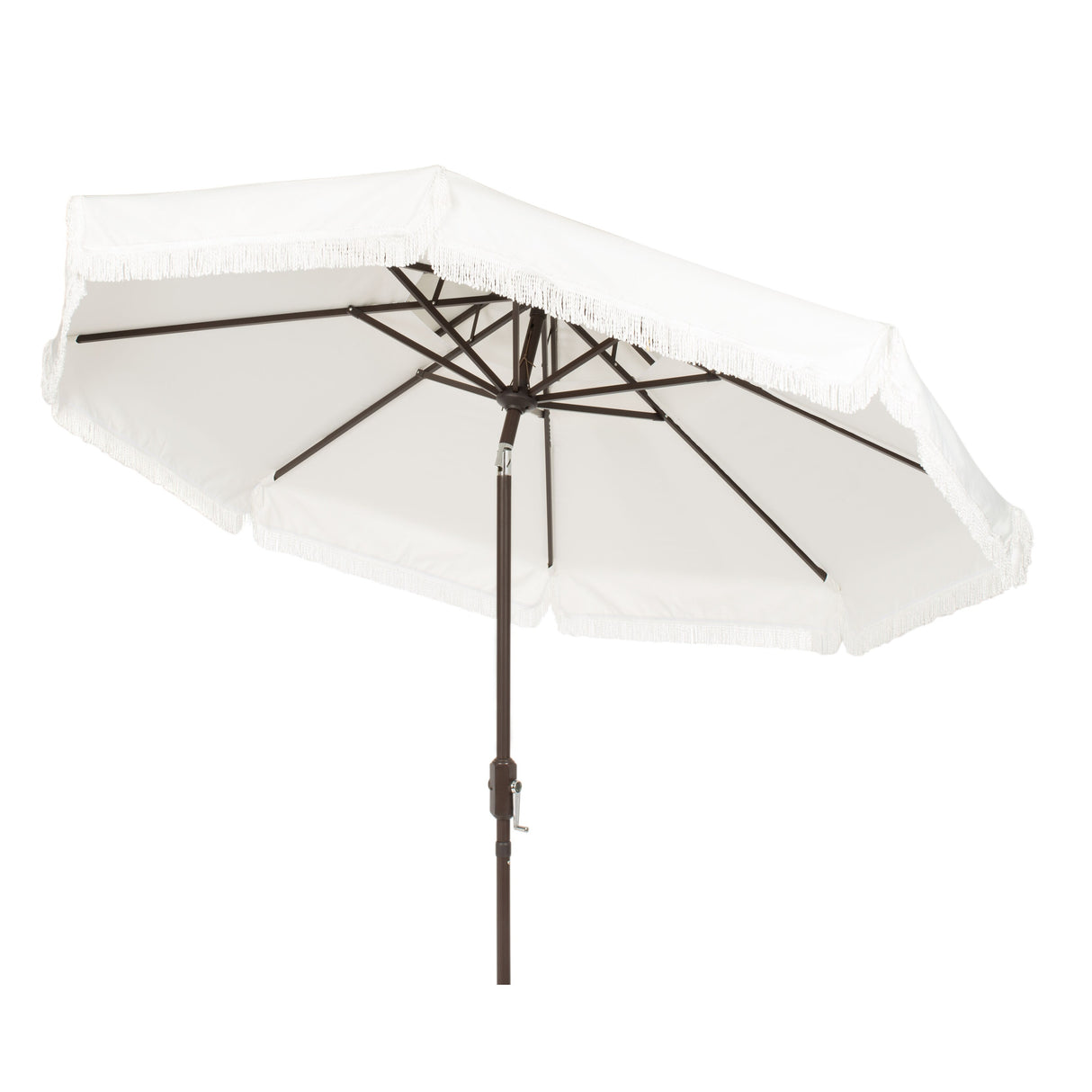 SAFAVIEH Outdoor Presley Fringe 9Ft Double Top Crank Umbrella