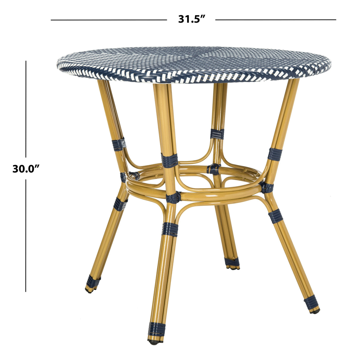 SAFAVIEH Outdoor Reanna Rattan Bistro Table (Fully Assembled) - 32Wx32Dx30H