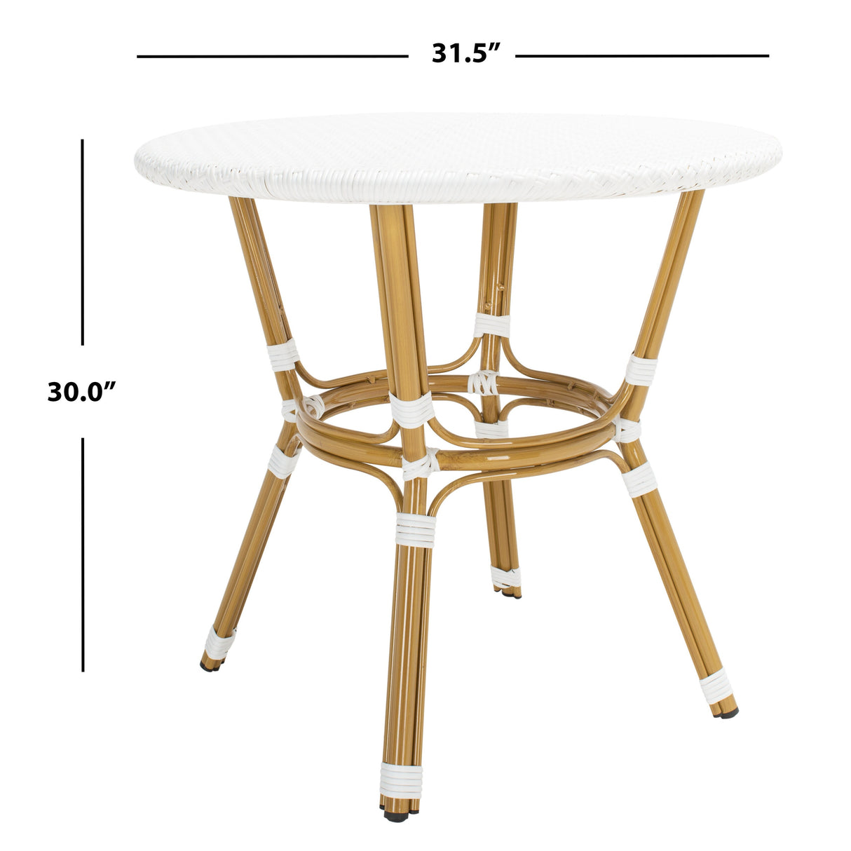 SAFAVIEH Outdoor Reanna Rattan Bistro Table (Fully Assembled) - 32Wx32Dx30H