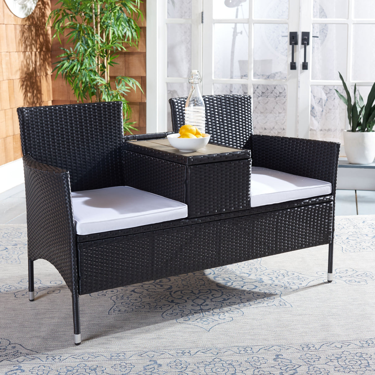 SAFAVIEH Outdoor Rielle Wicker Loveseat - 52W x 33D x 25H