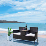 SAFAVIEH Outdoor Rielle Wicker Loveseat - 52W x 33D x 25H