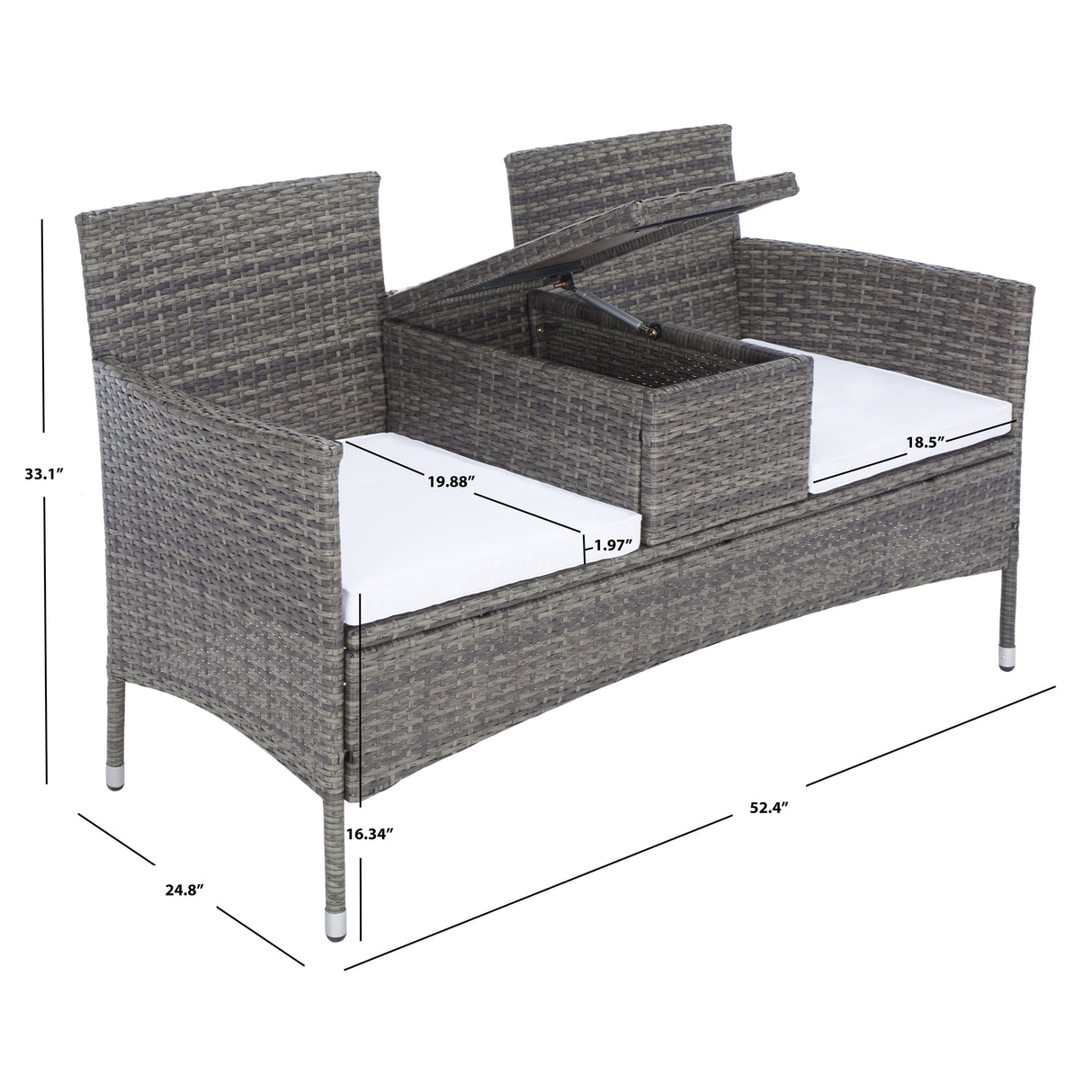 SAFAVIEH Outdoor Rielle Wicker Loveseat - 52W x 33D x 25H