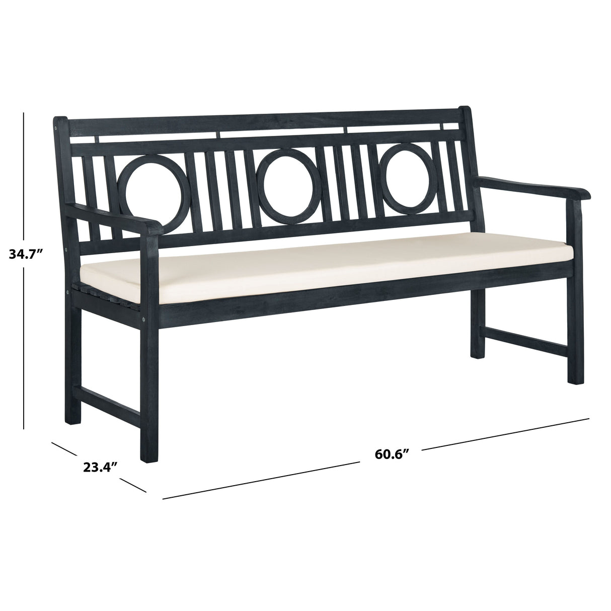 SAFAVIEH Outdoor Rozalinda Bench - 23Wx61Dx35H