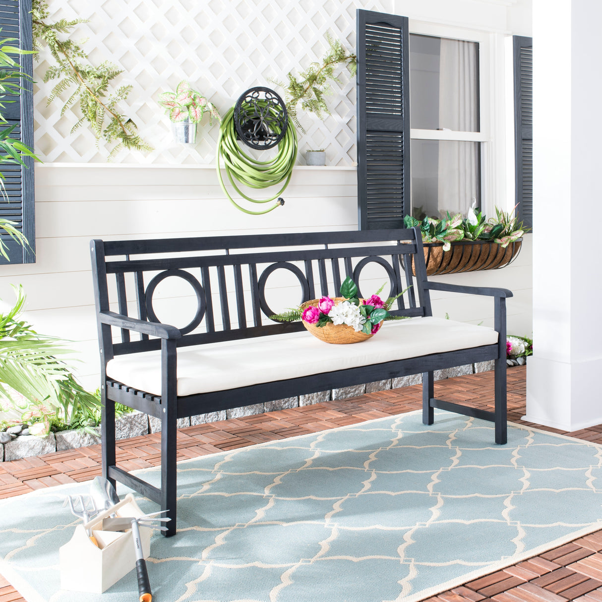 SAFAVIEH Outdoor Rozalinda Bench - 23Wx61Dx35H