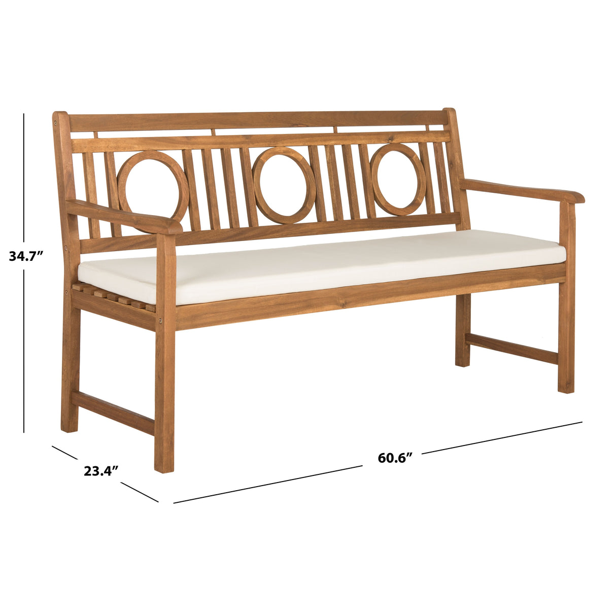 SAFAVIEH Outdoor Rozalinda Bench - 23Wx61Dx35H