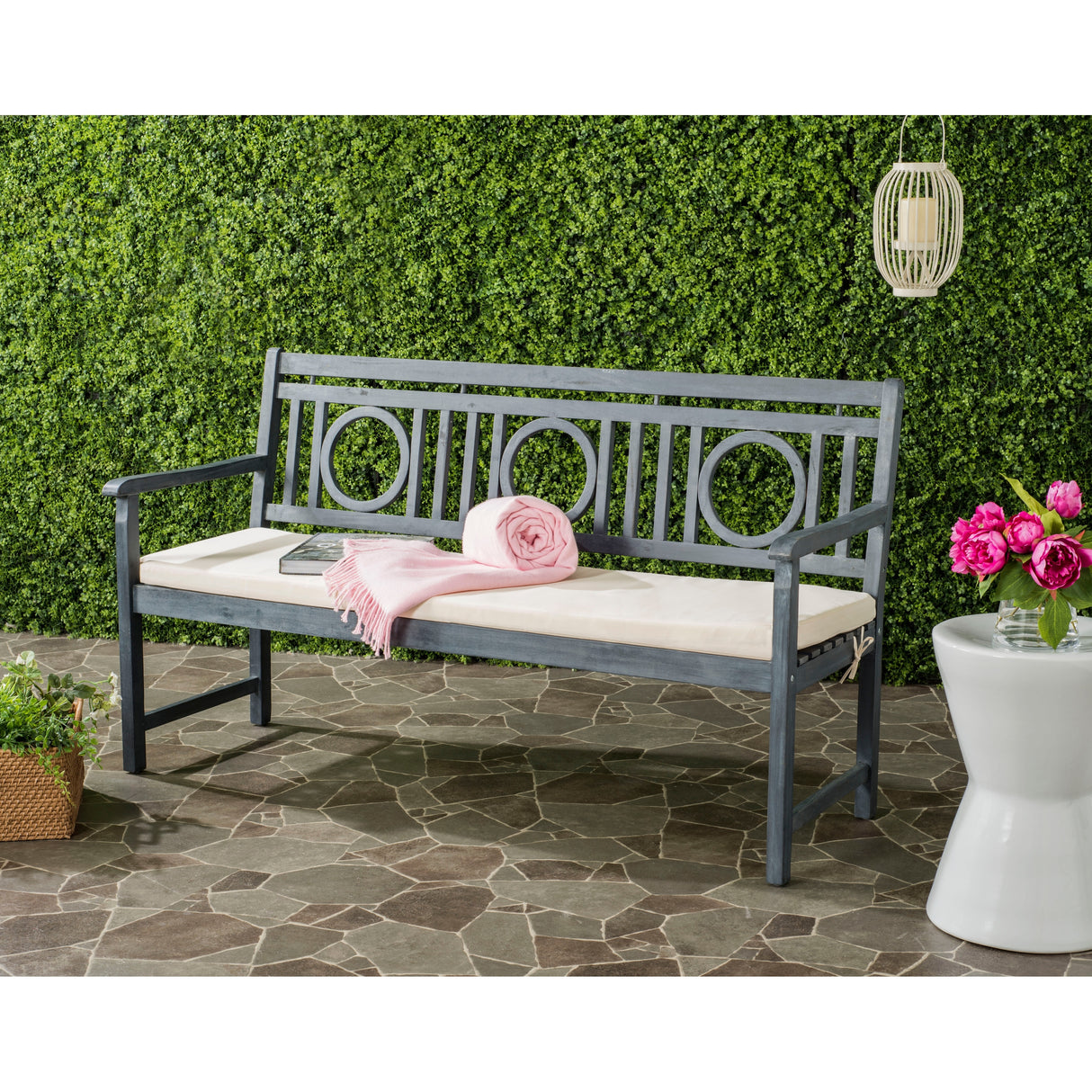 SAFAVIEH Outdoor Rozalinda Bench - 23Wx61Dx35H