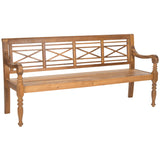 SAFAVIEH Outdoor Ruwaydah Acacia Wood Bench - 70Wx24Dx34H