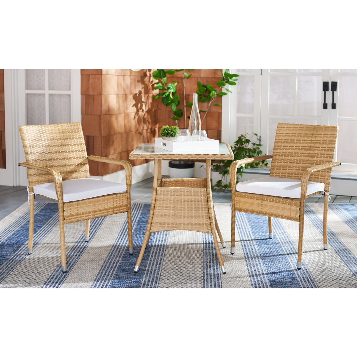 SAFAVIEH Outdoor Sheva 3-Piece Bistro Set - 24Wx24Dx33H