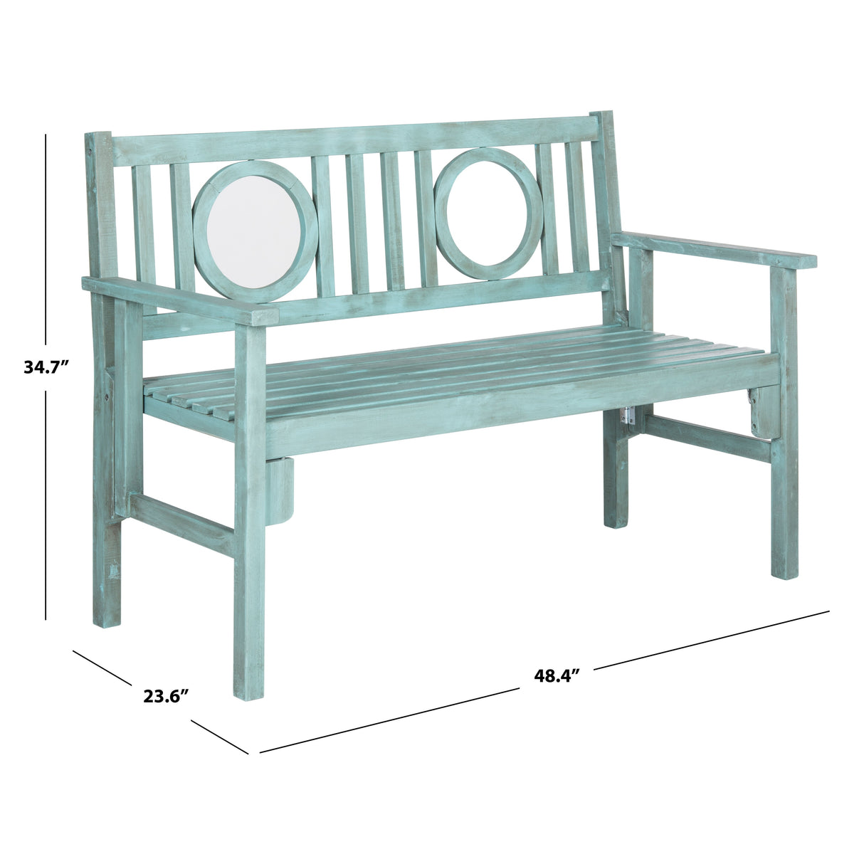 SAFAVIEH Outdoor Shprinza Acacia Wood Folding Bench - 48Wx24Dx35H