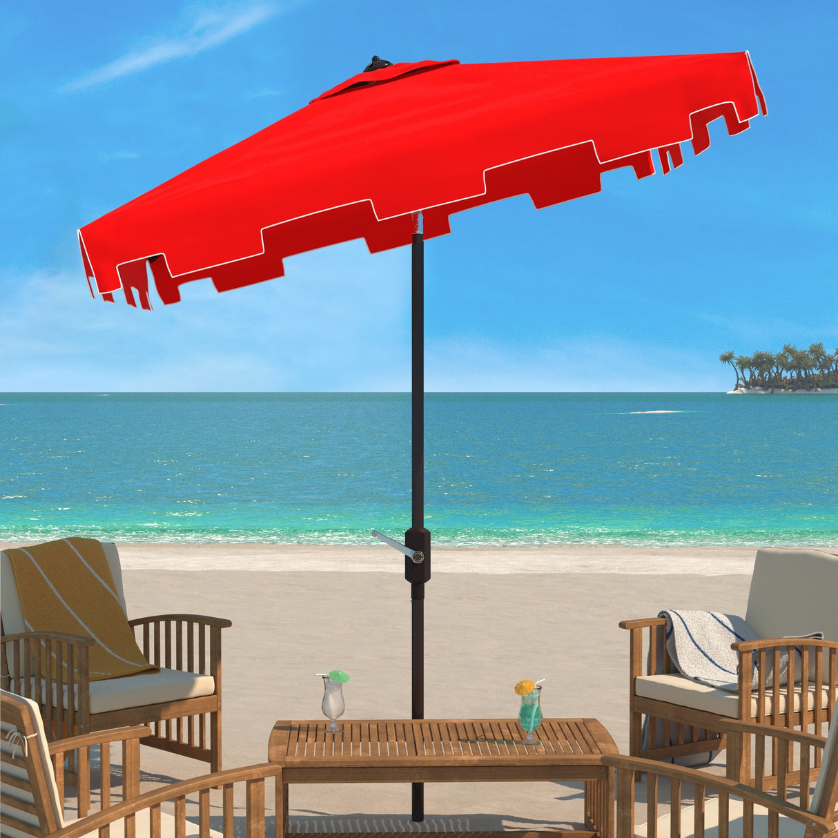 SAFAVIEH Outdoor Siena 7.5 Ft Square Market Umbrella, Base Not Included