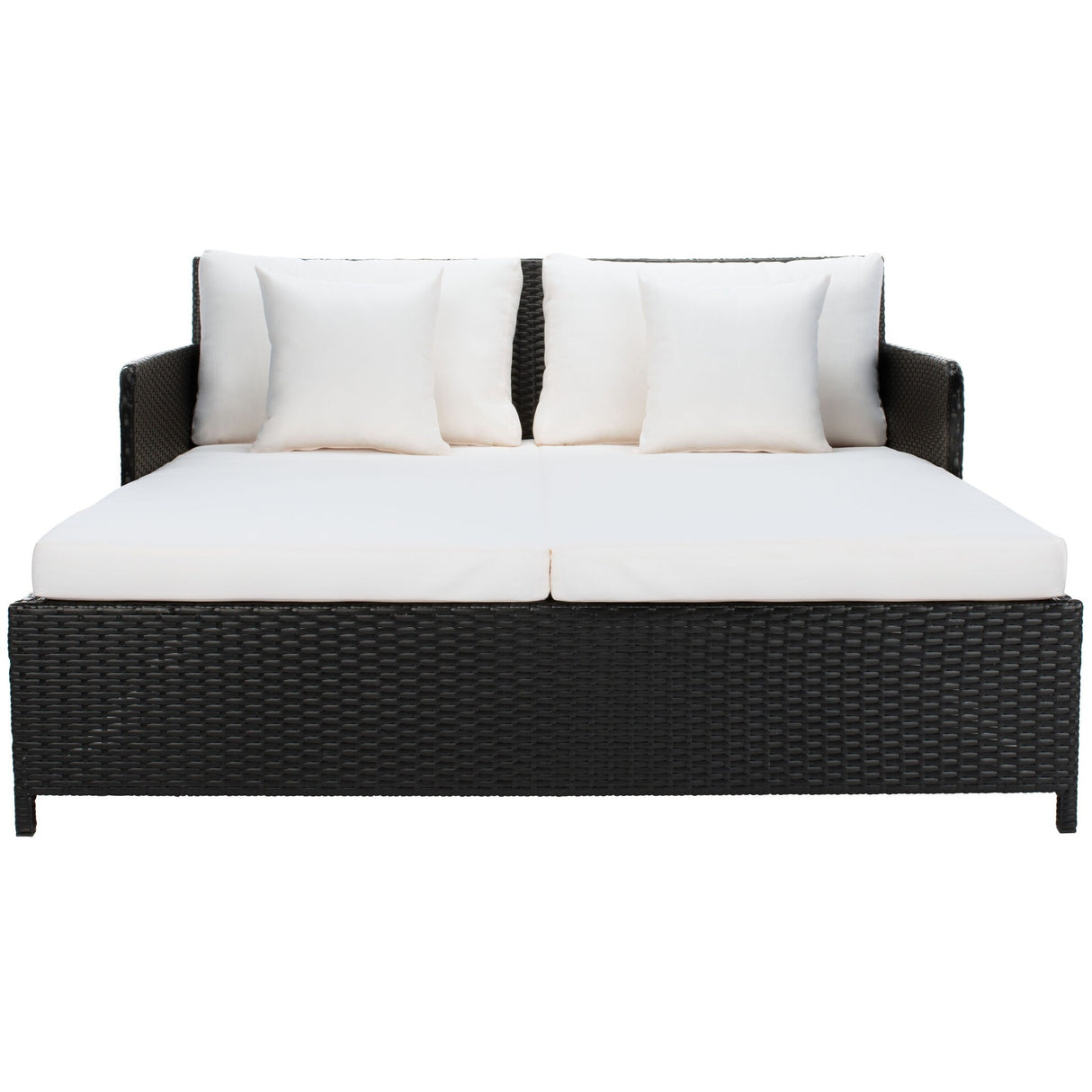 SAFAVIEH Outdoor Taniyah Wicker Daybed with Pillow & Cushions - 53W x 28D x 62H