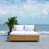 SAFAVIEH Outdoor Taniyah Wicker Daybed with Pillow & Cushions - 53W x 28D x 62H