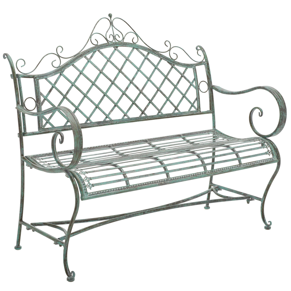 SAFAVIEH Outdoor Tinela Wrought Iron 46-inch Garden Bench - 45.8" W x 20" L x 40" H - 46Wx20Dx40H