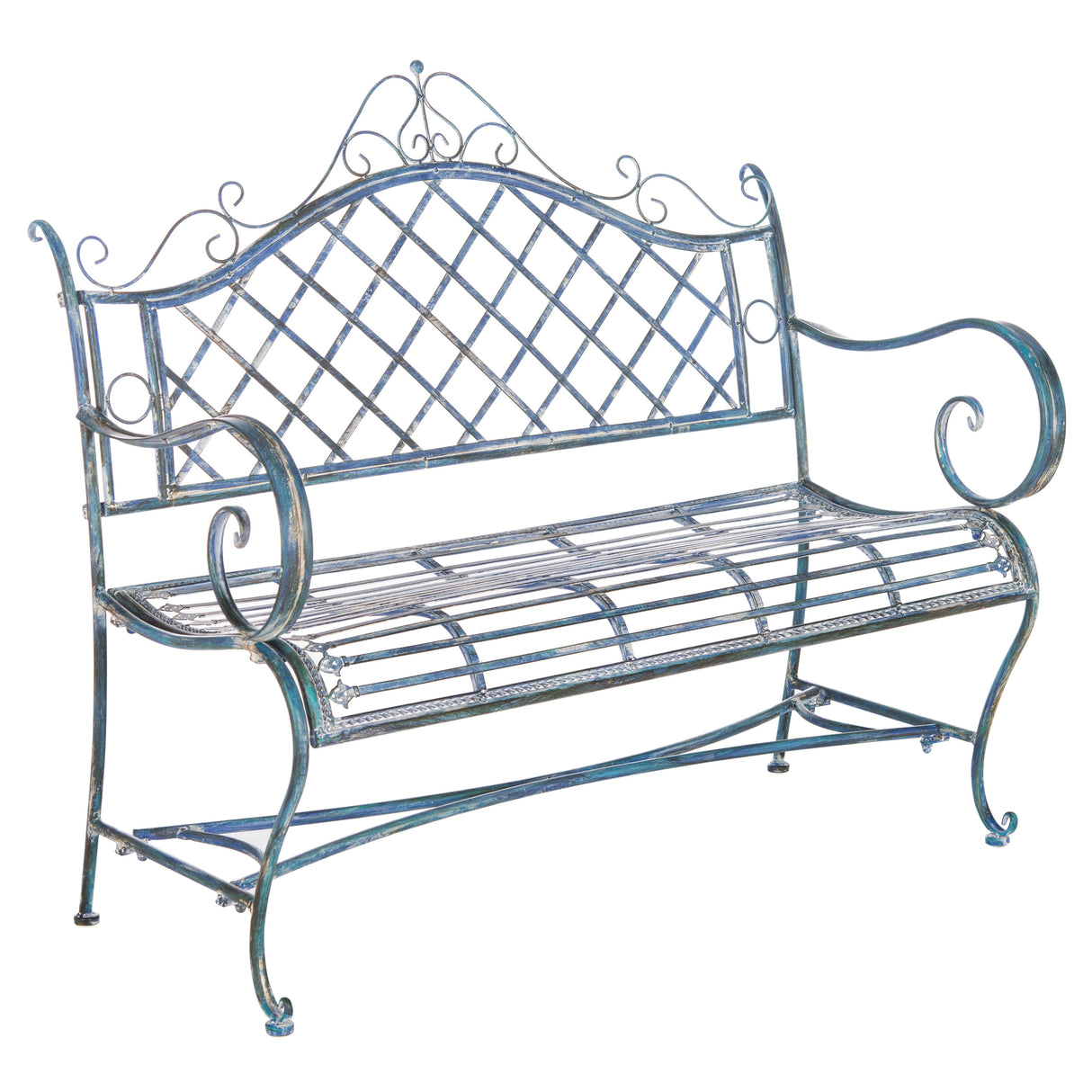 SAFAVIEH Outdoor Tinela Wrought Iron 46-inch Garden Bench - 45.8" W x 20" L x 40" H - 46Wx20Dx40H