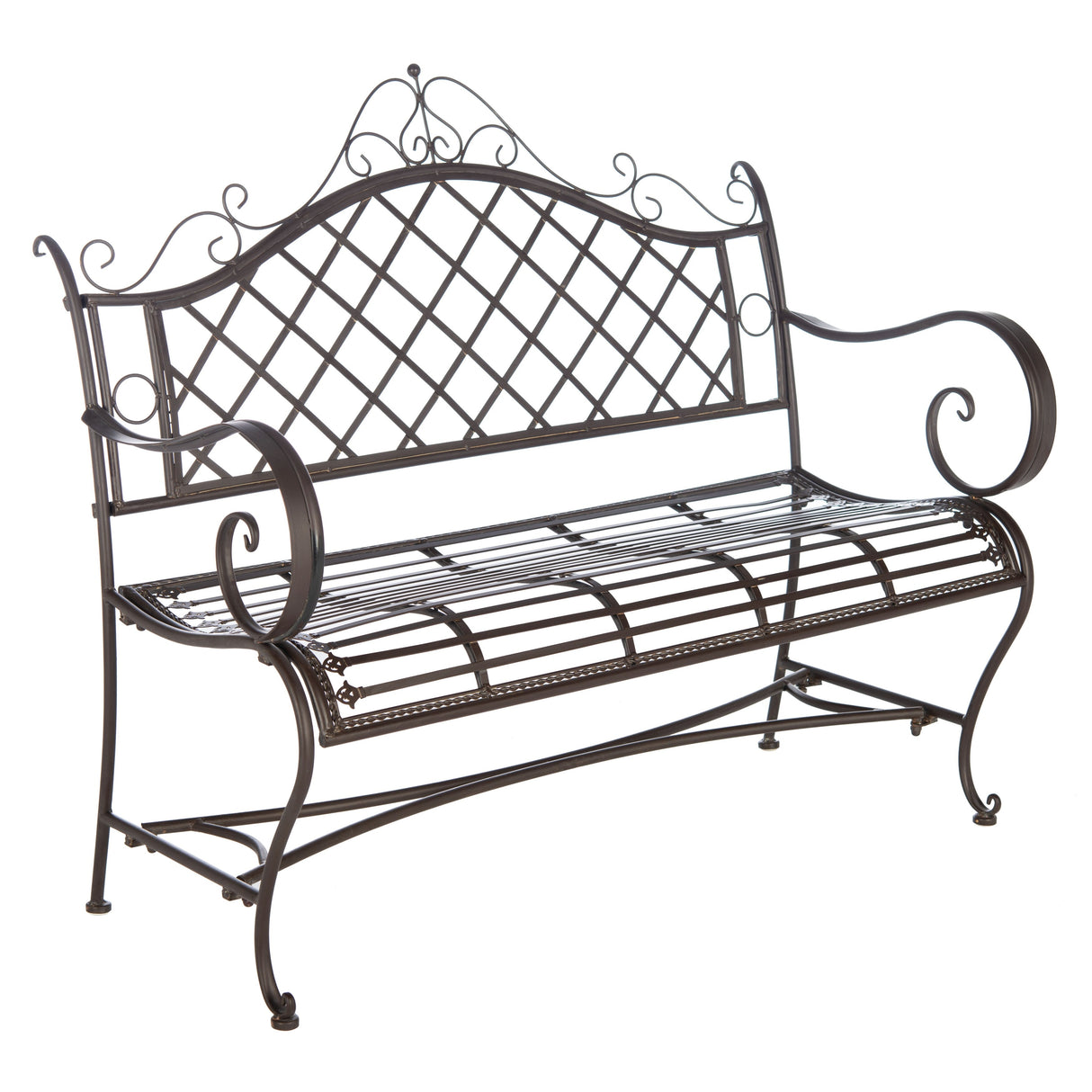 SAFAVIEH Outdoor Tinela Wrought Iron 46-inch Garden Bench - 45.8" W x 20" L x 40" H - 46Wx20Dx40H