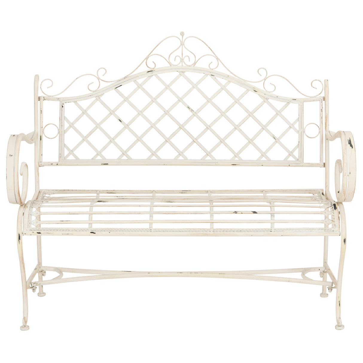 SAFAVIEH Outdoor Tinela Wrought Iron 46-inch Garden Bench - 45.8" W x 20" L x 40" H - 46Wx20Dx40H