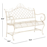 SAFAVIEH Outdoor Tinela Wrought Iron 46-inch Garden Bench - 45.8" W x 20" L x 40" H - 46Wx20Dx40H