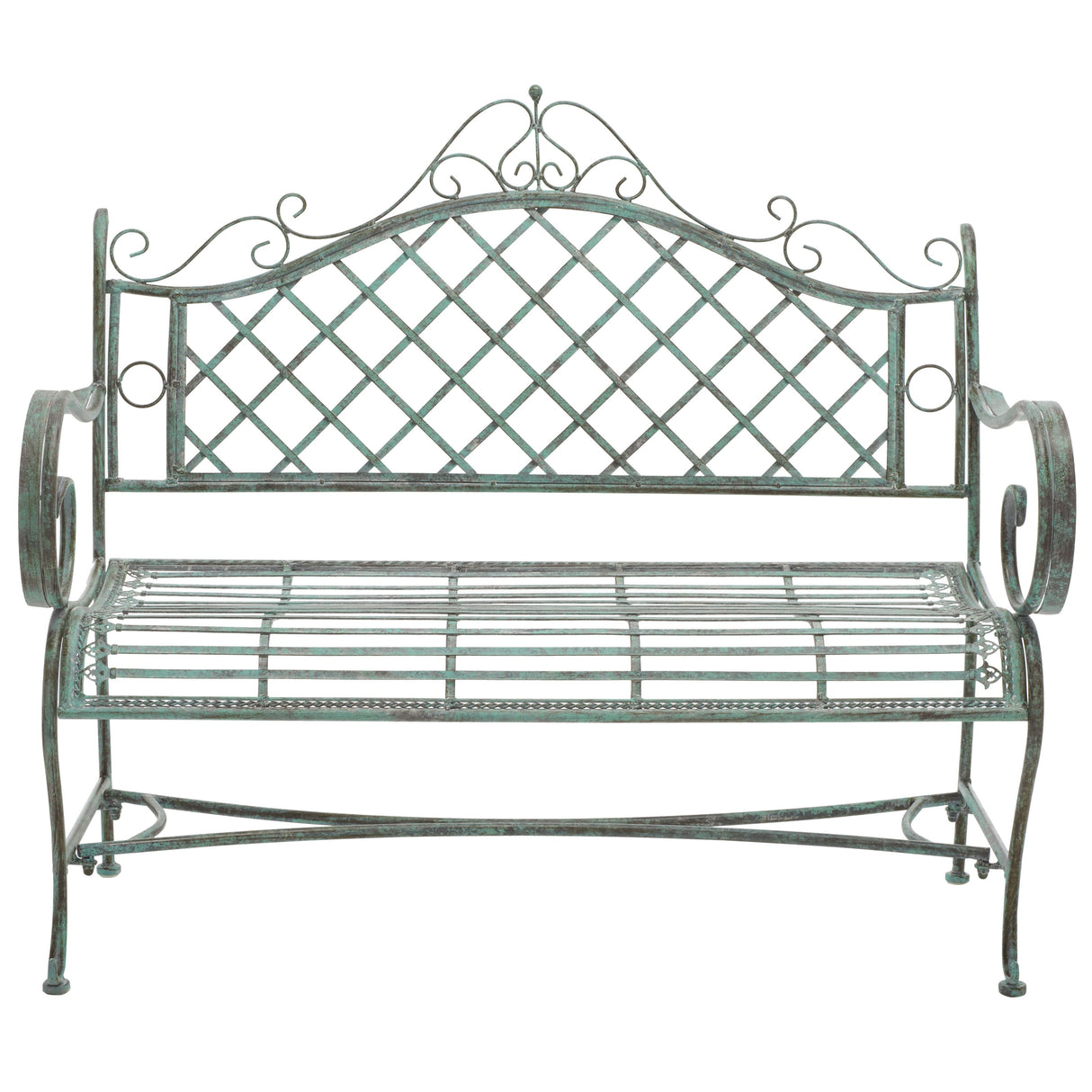 SAFAVIEH Outdoor Tinela Wrought Iron 46-inch Garden Bench - 45.8" W x 20" L x 40" H - 46Wx20Dx40H