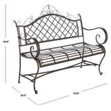 SAFAVIEH Outdoor Tinela Wrought Iron 46-inch Garden Bench - 45.8" W x 20" L x 40" H - 46Wx20Dx40H