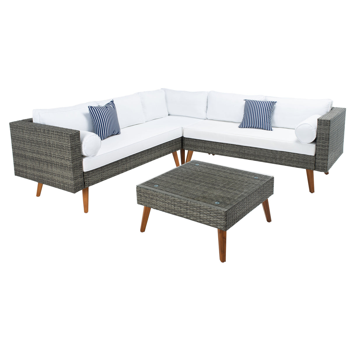 SAFAVIEH Outdoor Ulyana Outdoor Sectional Set - 54W x 26D x 28H